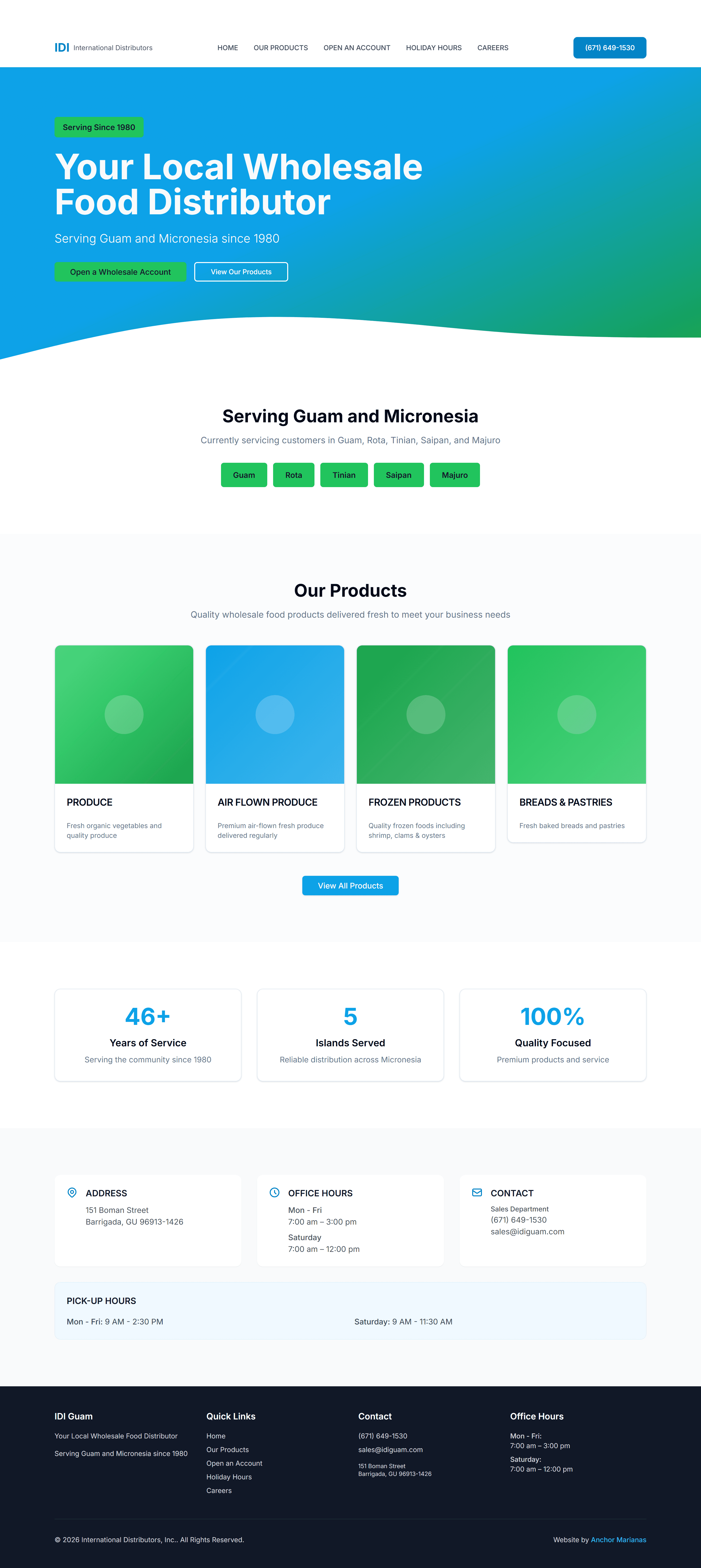 IDI homepage, production Next.js site